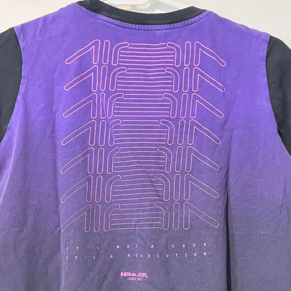 Vintage Nike Air Boys T-Shirt Size L Black Purple Hybrid Graphic Print Tee